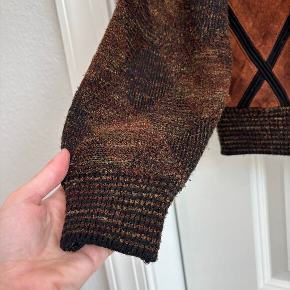 SAXONY Men’s Vintage Genuine Leather Knit
Pullover Sweater M - Picture 7 of 15